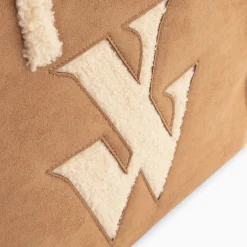 Vanessa Wu Sac Cabas Luba Camel Et Beige En Fausse Fourrure Hot