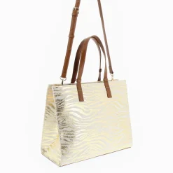 Vanessa Wu Sac Cabas Monogramme Emilia Zebre Or Outlet