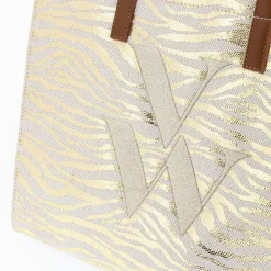 Vanessa Wu Sac Cabas Monogramme Emilia Zebre Or Outlet
