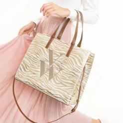 Vanessa Wu Sac Cabas Monogramme Emilia Zebre Or Outlet