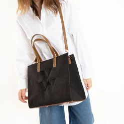 Vanessa Wu Sac Cabas Monogramme Emilia Noir Best