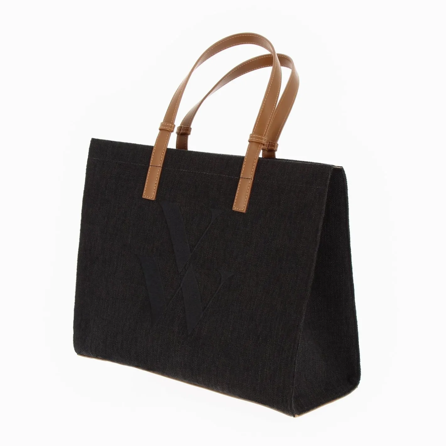 Vanessa Wu Sac Cabas Monogramme Emilia Noir Best