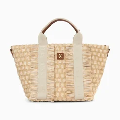 Vanessa Wu Sac Cabas Trapeze Maya Beige A Franges Clearance