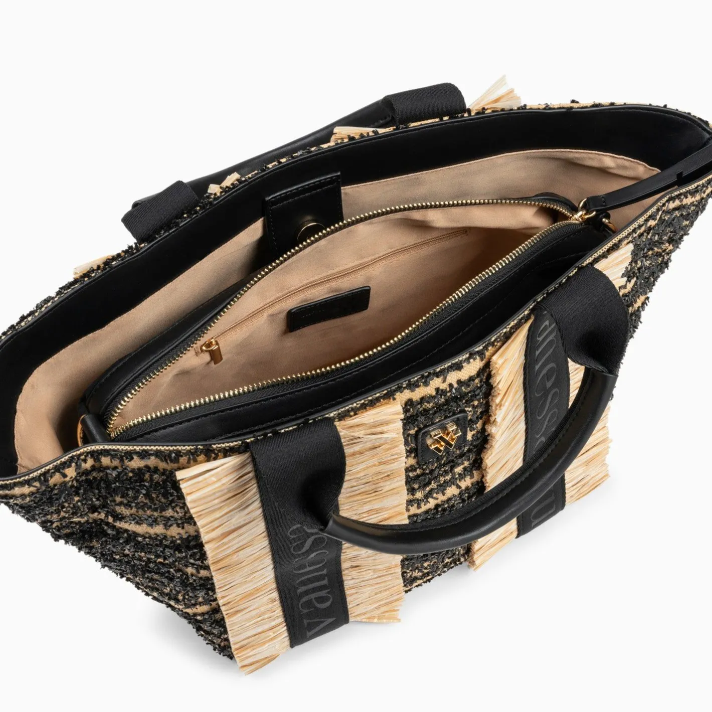 Vanessa Wu Sac Cabas Trapeze Maya Noir A Franges Online