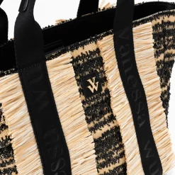 Vanessa Wu Sac Cabas Trapeze Maya Noir A Franges Online