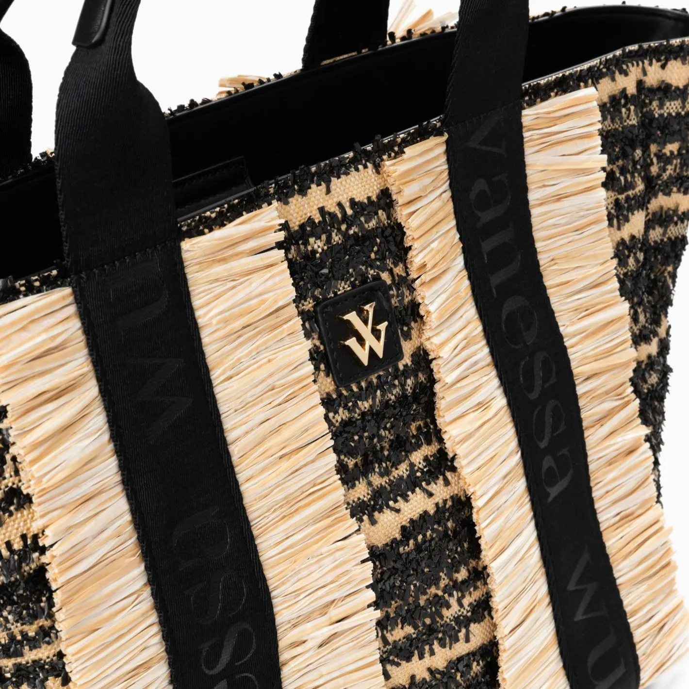 Vanessa Wu Sac Cabas Trapeze Maya Noir A Franges Online