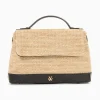 Vanessa Wu Sac Cartable Katie En Raphia Beige A Details Noirs Best