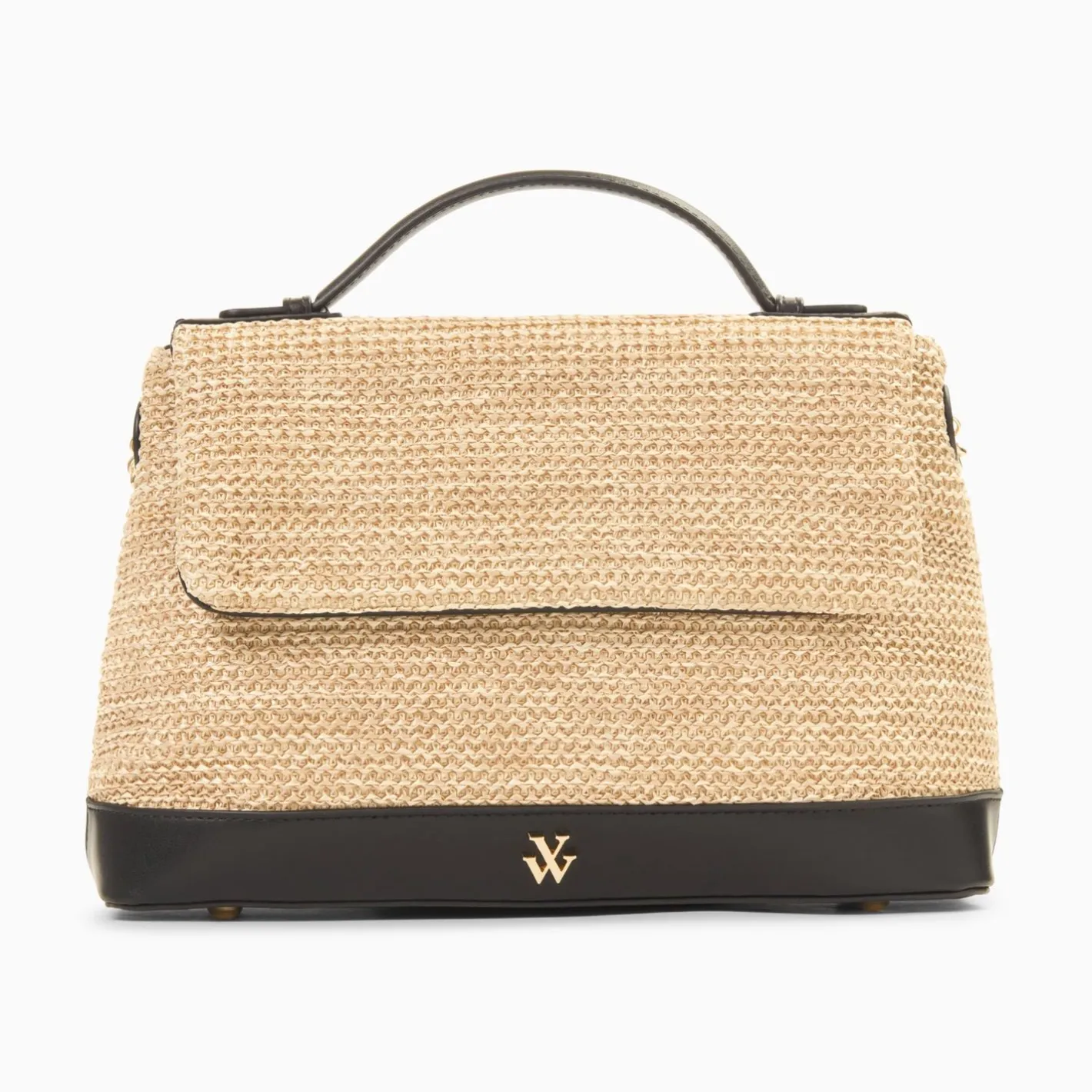 Vanessa Wu Sac Cartable Katie En Raphia Beige A Details Noirs Best