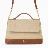 Vanessa Wu Sac Cartable Lisa En Raphia Beige A Details Camel Best