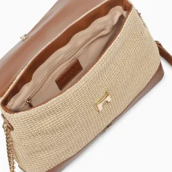 Vanessa Wu Sac Cartable Lisa En Raphia Beige A Details Camel Best