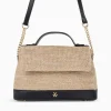 Vanessa Wu Sac Cartable Lisa En Raphia Beige A Details Noirs Online