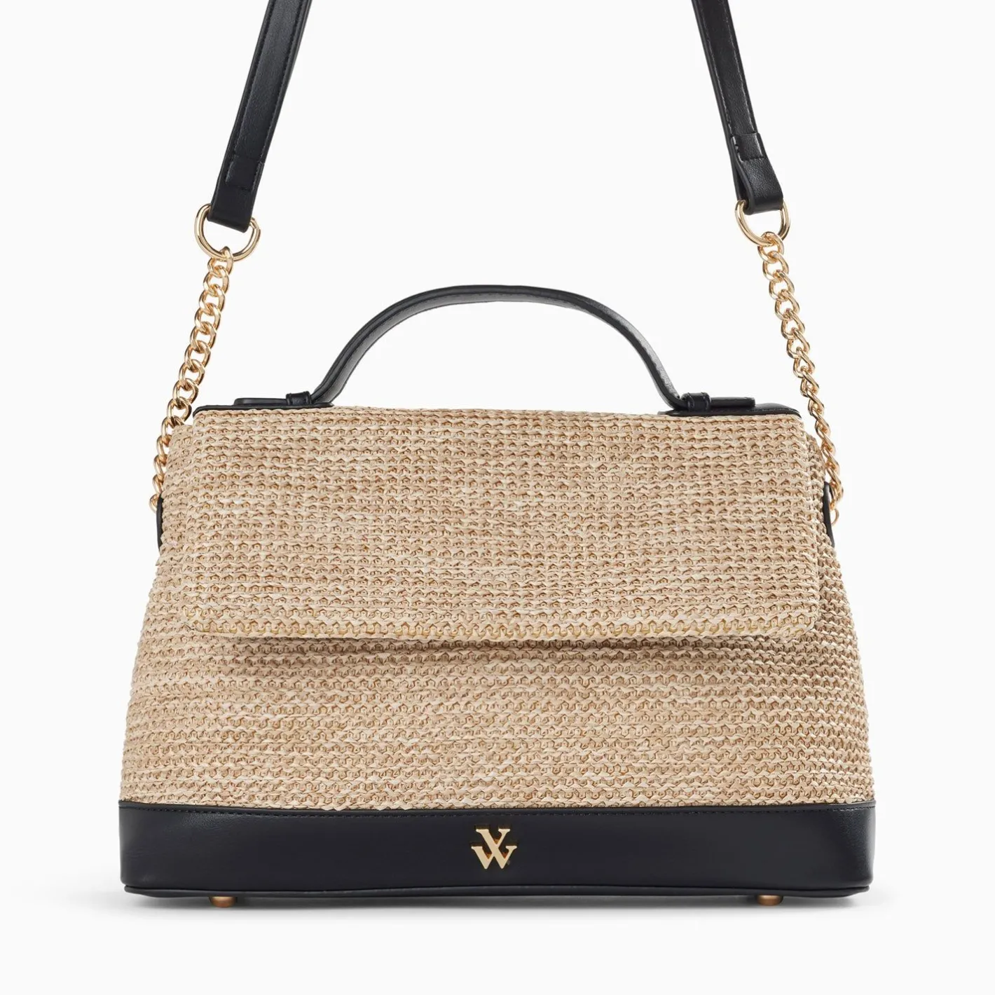 Vanessa Wu Sac Cartable Lisa En Raphia Beige A Details Noirs Online