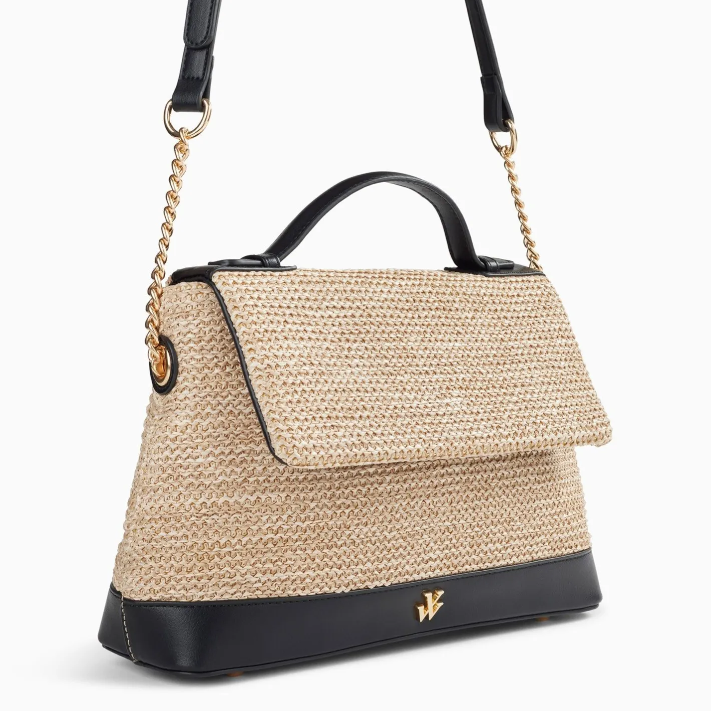 Vanessa Wu Sac Cartable Lisa En Raphia Beige A Details Noirs Online