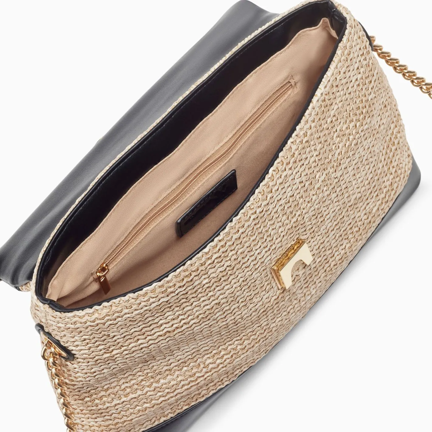 Vanessa Wu Sac Cartable Lisa En Raphia Beige A Details Noirs Online