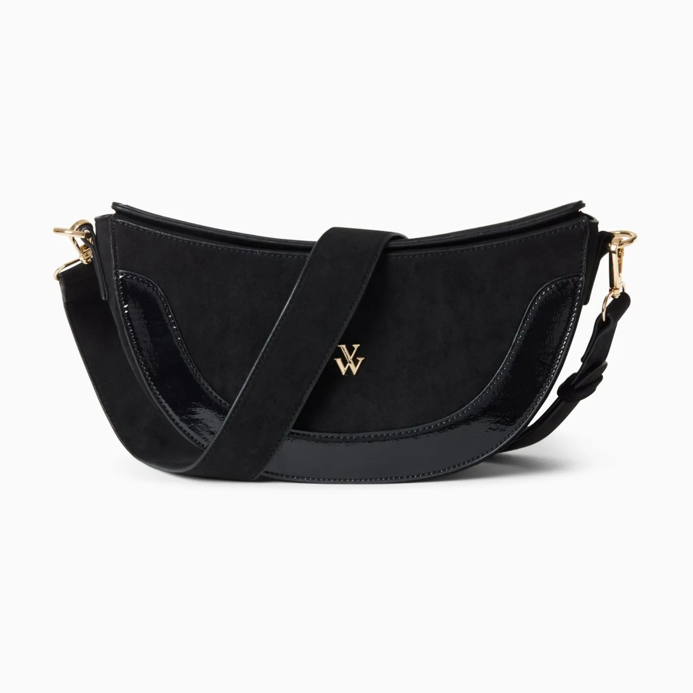 Vanessa Wu Sac Demi-Lune Rym Noir Bi-Matiere Online