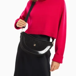 Vanessa Wu Sac Demi-Lune Rym Noir Bi-Matiere Online