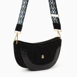 Vanessa Wu Sac Demi-Lune Rym Noir Bi-Matiere Online
