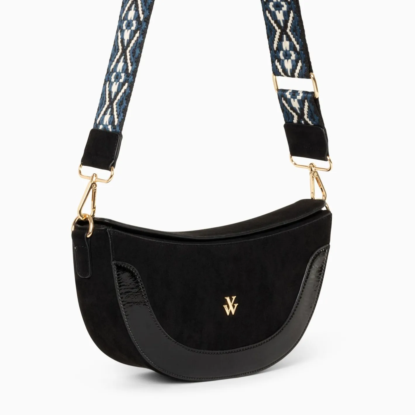 Vanessa Wu Sac Demi-Lune Rym Noir Bi-Matiere Online