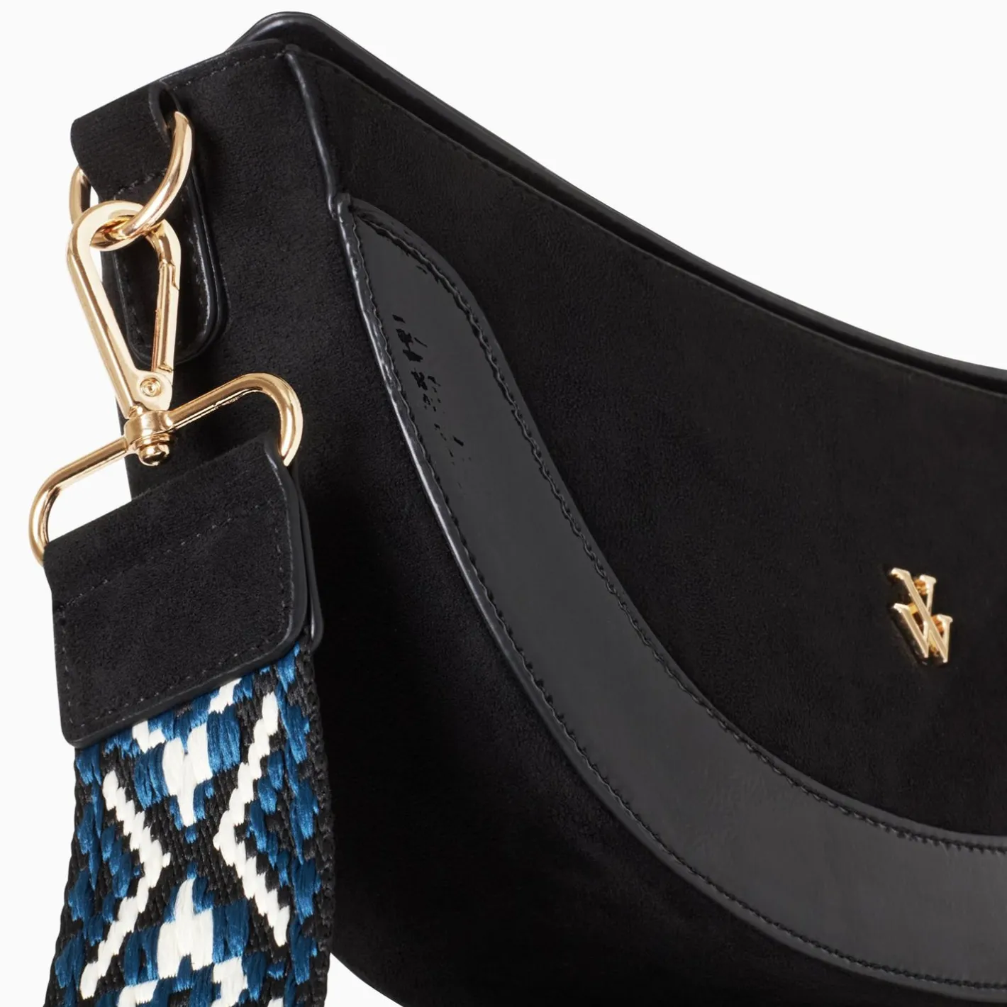 Vanessa Wu Sac Demi-Lune Rym Noir Bi-Matiere Online