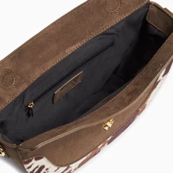 Vanessa Wu Sac Demi-Lune Rym Taupe Bi-Matiere Discount