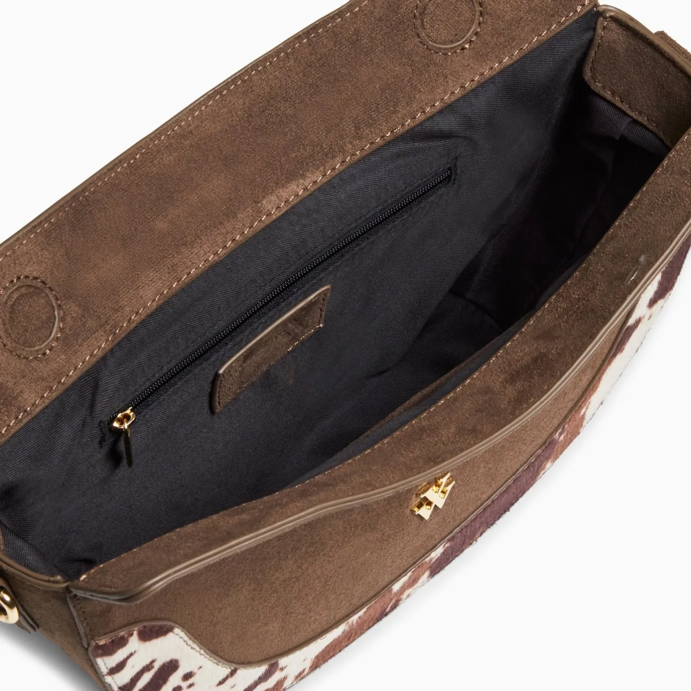 Vanessa Wu Sac Demi-Lune Rym Taupe Bi-Matiere Discount