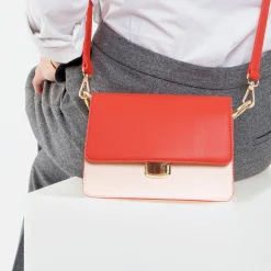 Vanessa Wu Sac Rigide Lucia Rouge Et Jaune A Rabat Best