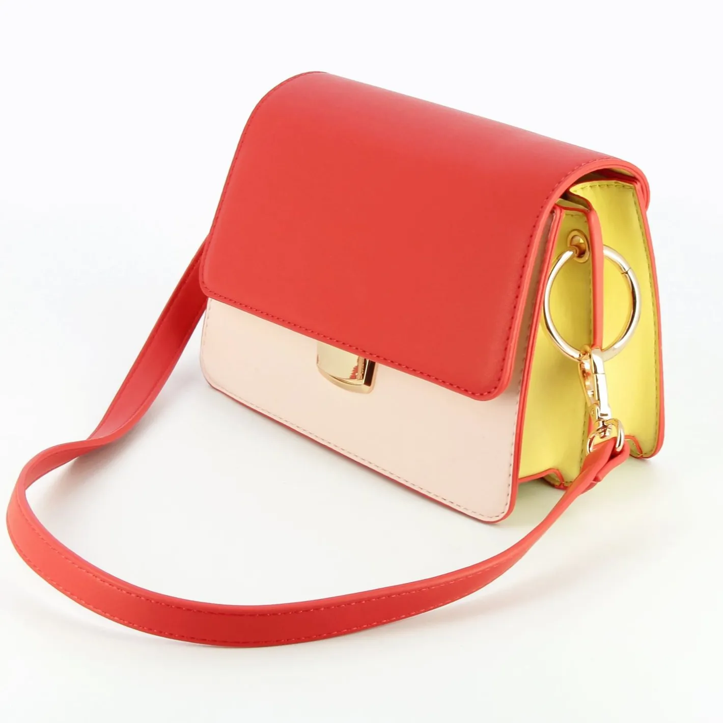Vanessa Wu Sac Rigide Lucia Rouge Et Jaune A Rabat Best