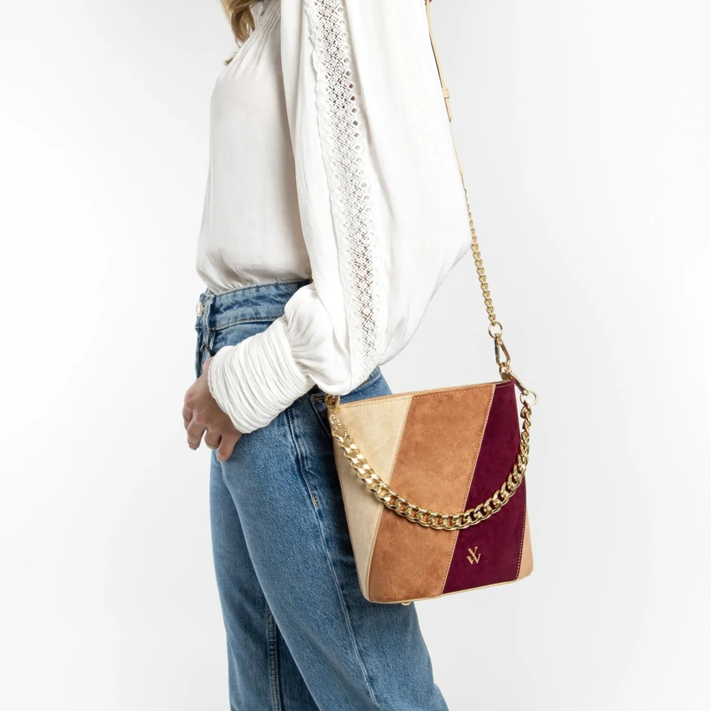 Vanessa Wu Sac Seau Martica Multicolore En Suedine