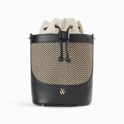 Vanessa Wu Sac Seau Maryline Noir En Raphia Tresse Sale
