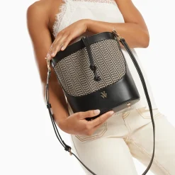 Vanessa Wu Sac Seau Maryline Noir En Raphia Tresse Sale
