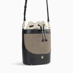Vanessa Wu Sac Seau Maryline Noir En Raphia Tresse Sale