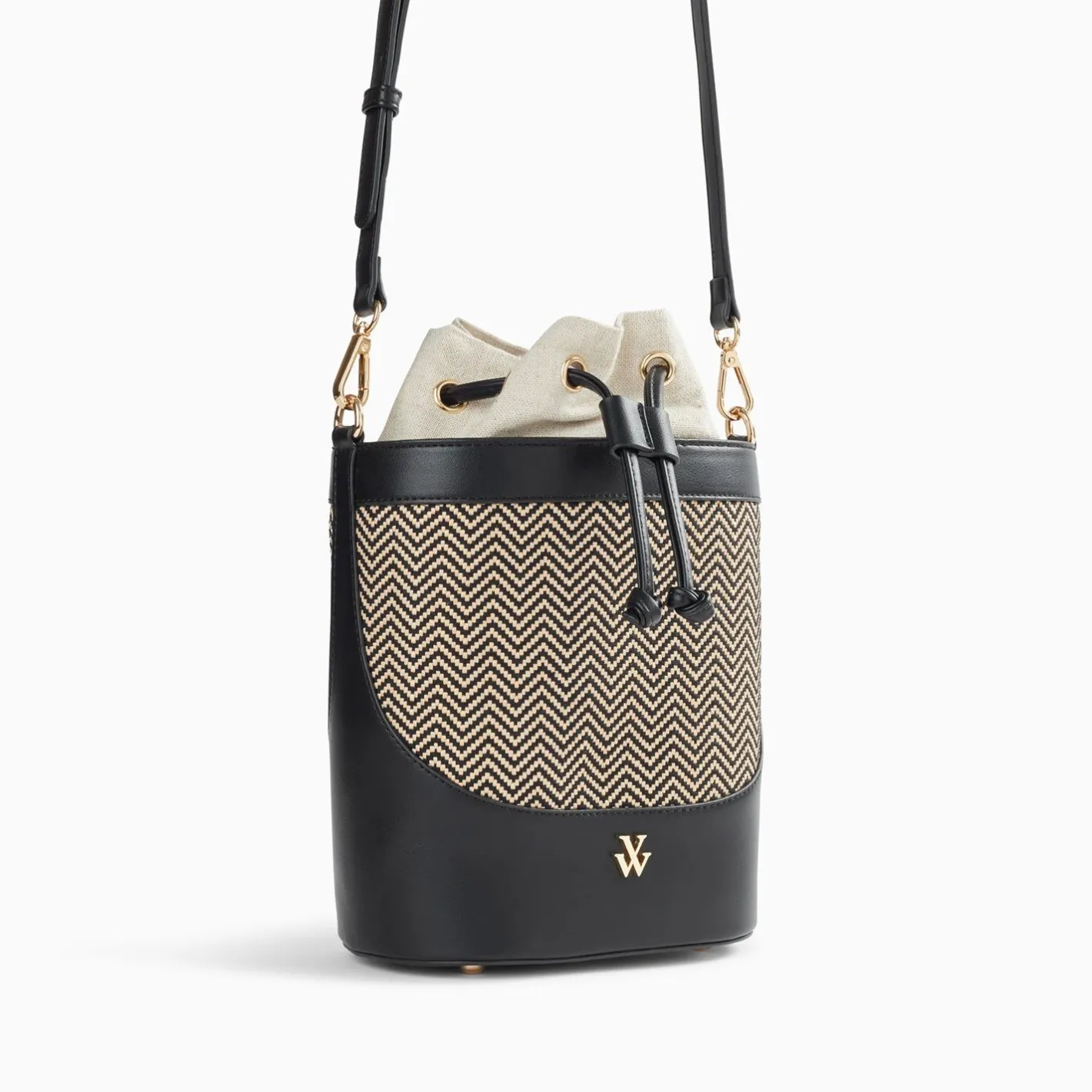 Vanessa Wu Sac Seau Maryline Noir En Raphia Tresse Sale