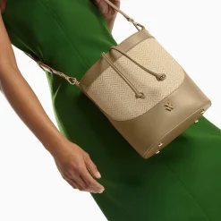 Vanessa Wu Sac Seau Maryline Taupe En Raphia Tresse