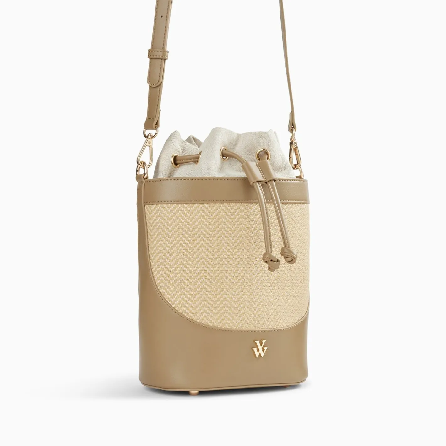 Vanessa Wu Sac Seau Maryline Taupe En Raphia Tresse