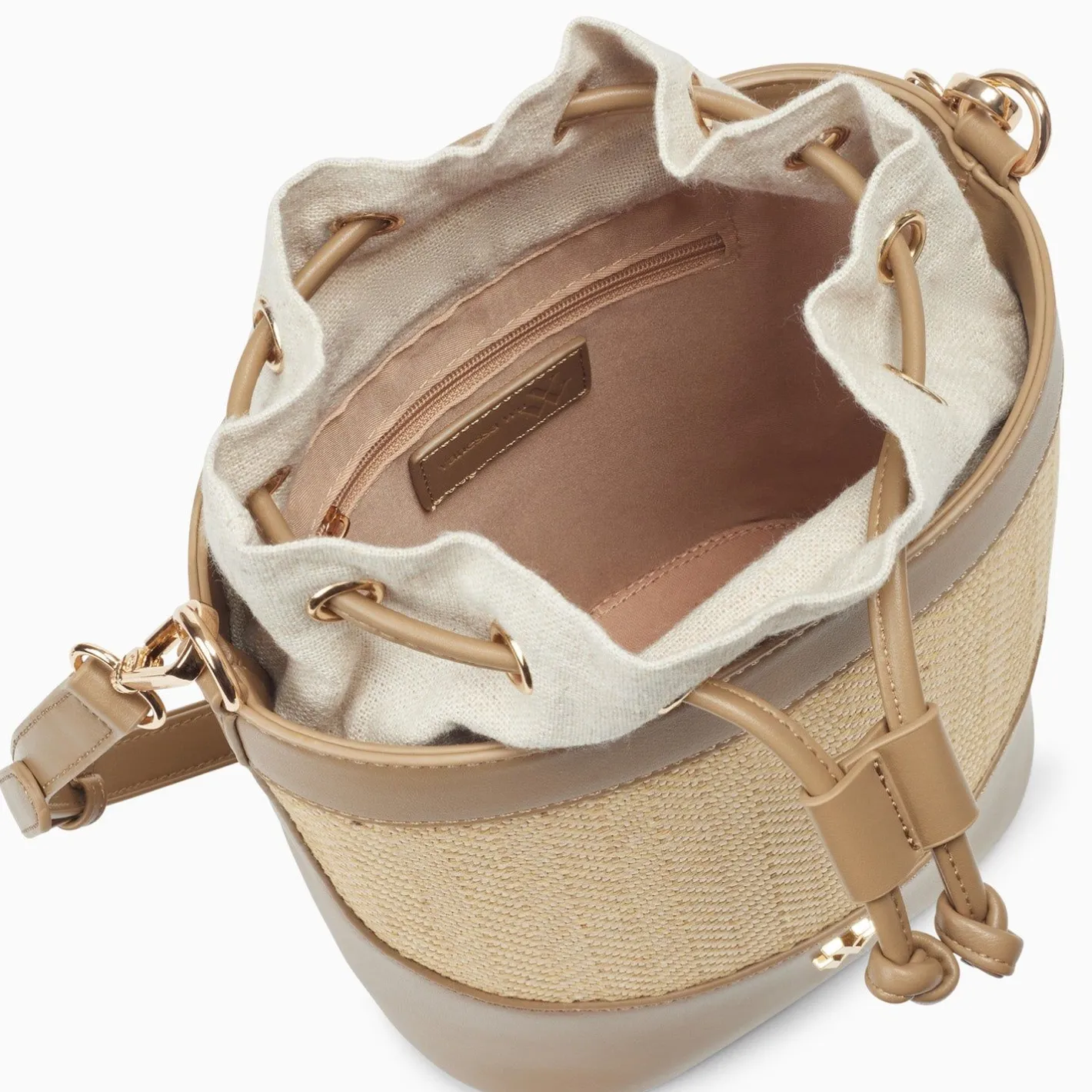 Vanessa Wu Sac Seau Maryline Taupe En Raphia Tresse