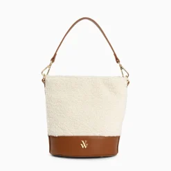 Vanessa Wu Sac Seau Milou Ivoire Et Camel En Faux Shearling Outlet