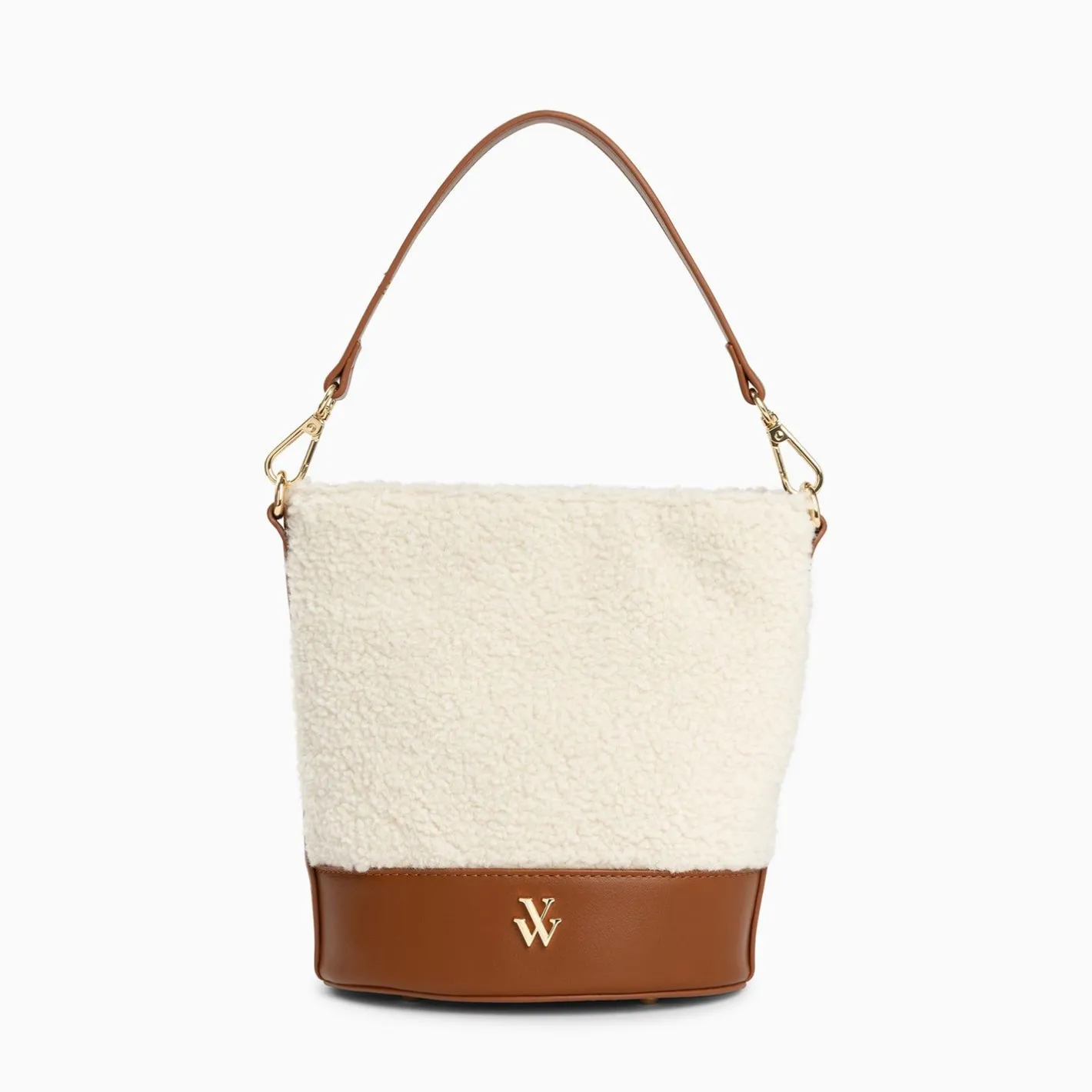 Vanessa Wu Sac Seau Milou Ivoire Et Camel En Faux Shearling Outlet