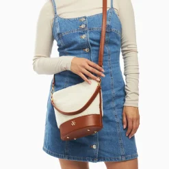 Vanessa Wu Sac Seau Milou Ivoire Et Camel En Faux Shearling Outlet