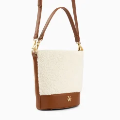 Vanessa Wu Sac Seau Milou Ivoire Et Camel En Faux Shearling Outlet