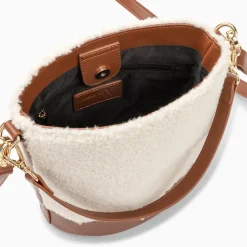 Vanessa Wu Sac Seau Milou Ivoire Et Camel En Faux Shearling Outlet