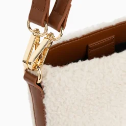 Vanessa Wu Sac Seau Milou Ivoire Et Camel En Faux Shearling Outlet