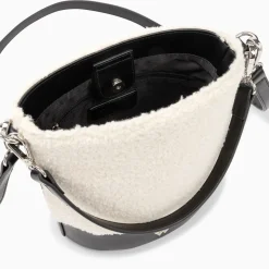 Vanessa Wu Sac Seau Milou Ivoire Et Noir En Faux Shearling
