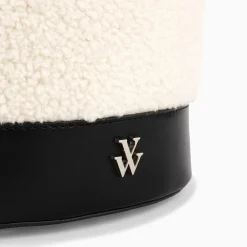 Vanessa Wu Sac Seau Milou Ivoire Et Noir En Faux Shearling
