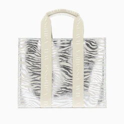Vanessa Wu Sac Shopper Carolina Zebre Argent A Anses Beige Clearance