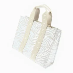 Vanessa Wu Sac Shopper Carolina Zebre Argent A Anses Beige Clearance