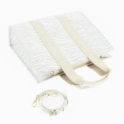 Vanessa Wu Sac Shopper Carolina Zebre Argent A Anses Beige Clearance