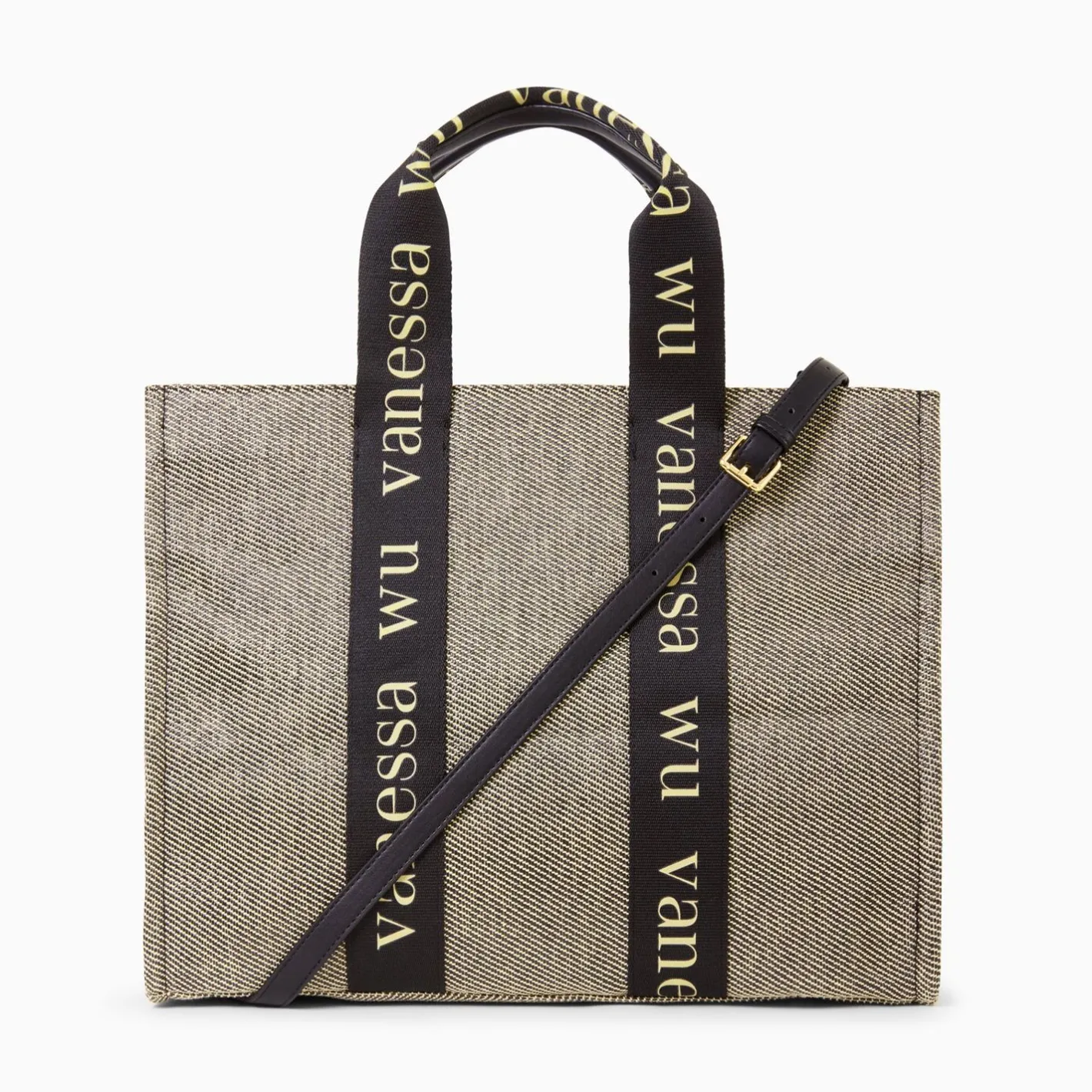 Vanessa Wu Sac Shopper Maisie Oversize Taupe Et Noir New