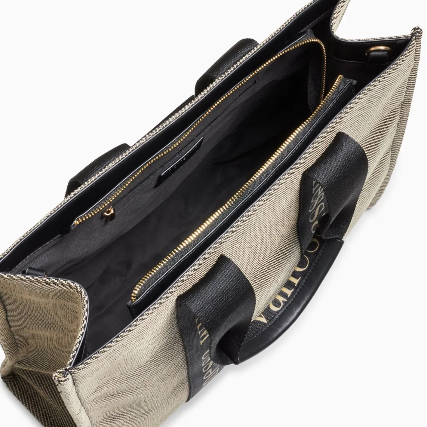 Vanessa Wu Sac Shopper Maisie Oversize Taupe Et Noir New