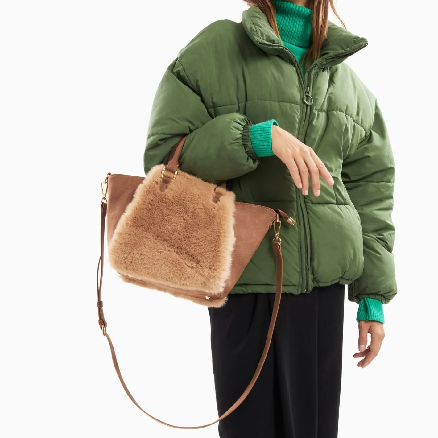 Vanessa Wu Sac Trapeze Filippa Bi-Matiere Camel