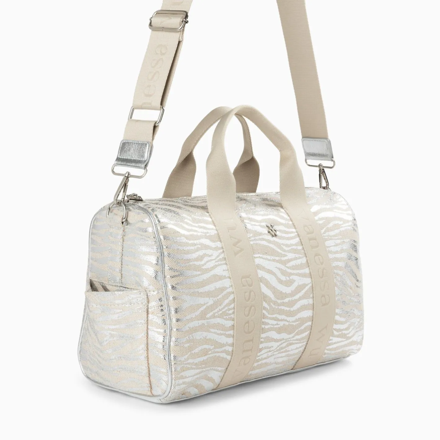 Vanessa Wu Sac Week-End Bianca Argent Zebre Discount